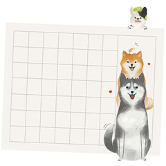 Fototapeta premium Paper note png with cute hand-drawn dogs on transparent background