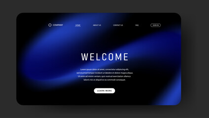 Abstract wave futuristic design of landing page. retro gradient mesh website design