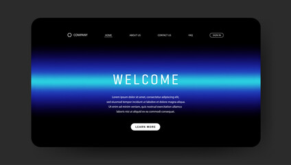 Fototapeta premium Abstract wave futuristic design of landing page. retro gradient mesh website design