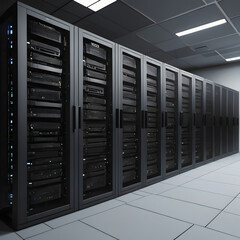 Servers racks walkthrough in Modern data center. Cloud computing datacenter server room. Cloud computing data storage 3d renderserver rack with servers,server rack with servers,server rack in a center