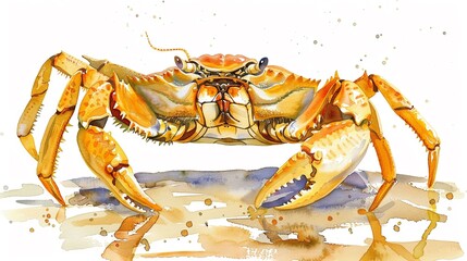 Crab clipart scuttling along the shoreline,Clipart, watercolor illustration, Perfect for nursery art The style is handdrawn, white background