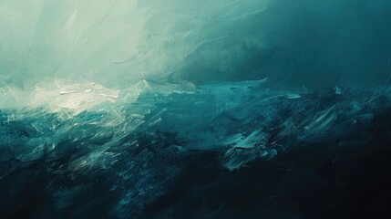Abstract Landscape Painting. Contemporary Seascape Art with Ocean Texture