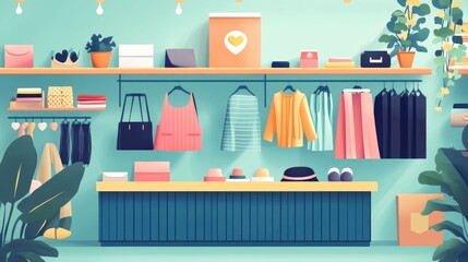 Vibrant flat design showcasing exclusive in store discounts and promotions for a fashion retail business  The image emphasizes the concept of limited time offers special deals