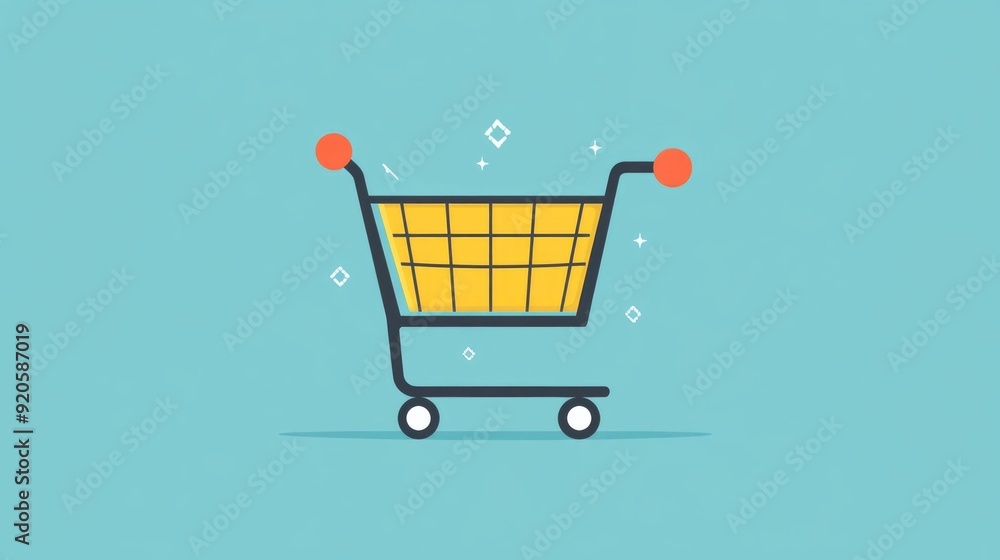 Aufkleber flat design of finalizing an online shopping cart purchase transaction depicted with shopping cart p