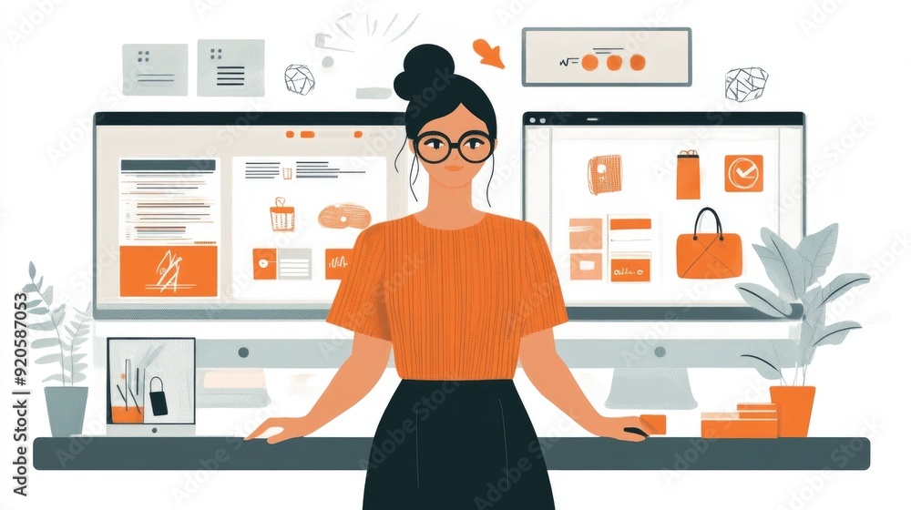 Poster flat design of fashion marketing campaign analytics tracking and reporting to measure success and op