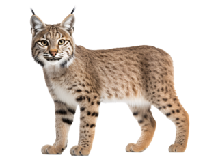 a bobcat standing on a white background