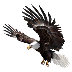 Naklejka premium Realistic Bald Eagle Flying In High Quality On White Background 