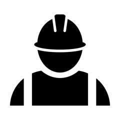 Construction worker icon vector Person profile avatar with helmet and jacket for graphic design, logo, web site, social media, mobile app, ui illustration