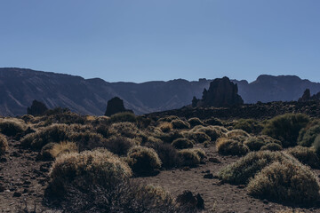 Route to reach the base of the Teide volcano. Tenerife Canary Islands Spain