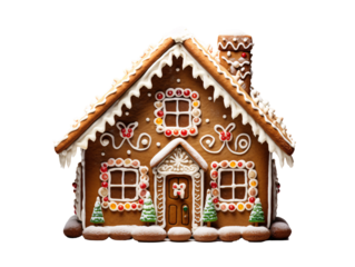 a gingerbread house with icing
