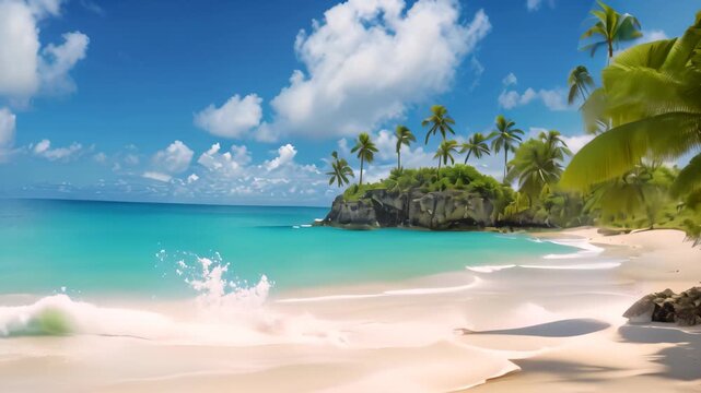 Beautiful beach Anse Lazio at Seychelles - nature background, Bottom Bay, Barbados - Paradise beach on the Caribbean island of Barbados