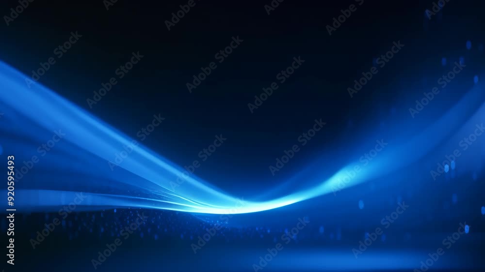 Poster abstract blue background. vector illustration. glowing lines and particles, dark blue and glowing pa