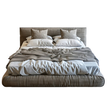 recommend clip art: Bed isolated white background, without shadow, single object, detailed, PNG dicut style