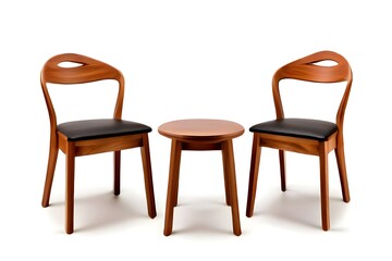Obraz premium set chair table on white background