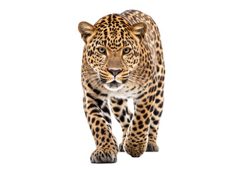 Fototapeta premium a leopard walking on a white background