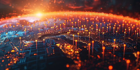 Sophisticated digital infographic, elegant globe with premium graphs and data visualizations, high-end global finance