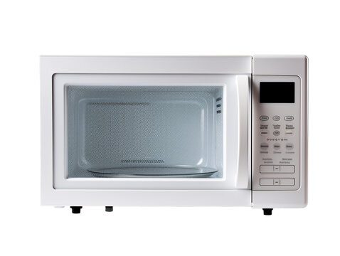 a white microwave oven with buttons and a screen