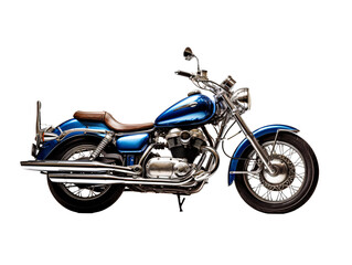 a blue motorcycle with a white background