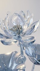Digital technology glass crystal flowers lotus abstract graphic poster background