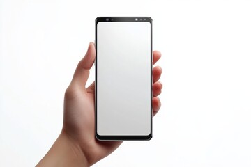 Blank Smartphone Mockup on Hand created with Generative AI