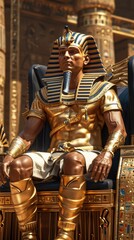 Fototapeta premium Pharaoh on Golden Throne