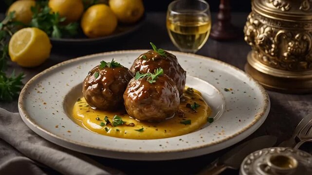 K&ouml;nigsberger Klopse in Sauce Meatballs, traditional food, Germany
