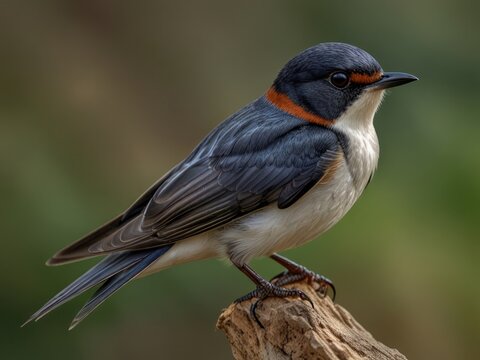 Elegant swallow perched gracefully on a branch in natural setting