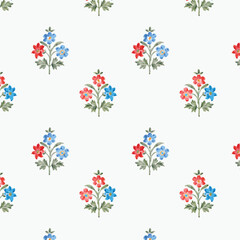 seamless background with hand drawn watercolor wild flowers pattern in all over. Hand drawn illustration.