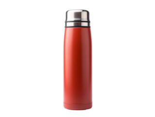 a red and silver thermos