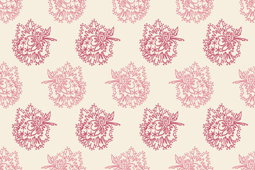 Ikat floral design embroidary seamless pattern on background vector illustration.Ikat ethnic oriental embroidery traditional.Indian Ikat pattern Aztec style abstract.design for texture,fabric,clothing