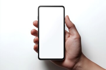 Blank Smartphone Mockup on Hand created with Generative AI