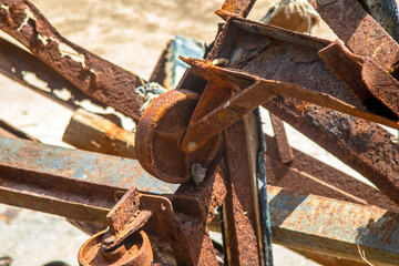 rusty wheels of trailer