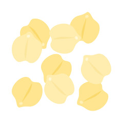 ヒヨコ豆（チャナ豆、ガルバンゾ、エジプト豆）。フラットなベクターイラスト。
Chick peas (Bengal grams, chana,  channa, garbanzo beans, Egyptian peas). Flat vector illustration.