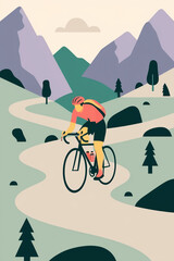 man cycling on remote valley