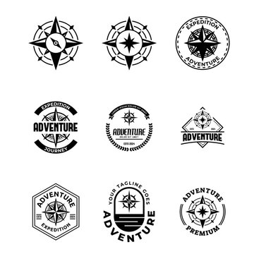 Set of compass logo, icon, symbol design template
