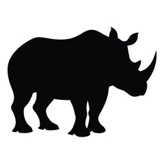 Illustration of Walking Rhinoceros silhouette isolated 