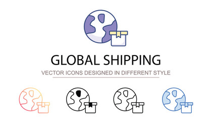 Global Shipping icon design with white background stock illustration