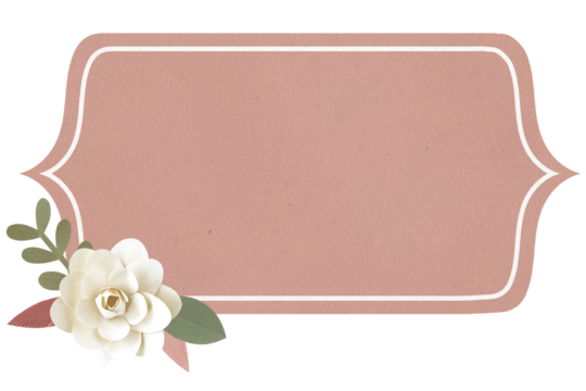 Papercraft flower border on a nude pink background