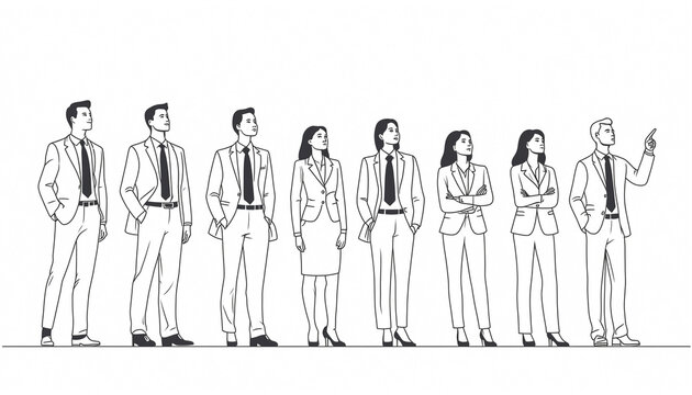 Illustration silhouette hommes femmes affaires business tourn&eacute; objectif commun &eacute;quipe.