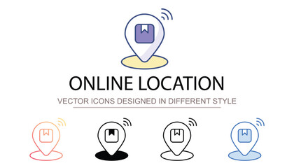 Online Location icon design with white background stock illustration