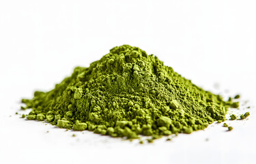 Photo of Matcha Powder on a White Background (Top View)