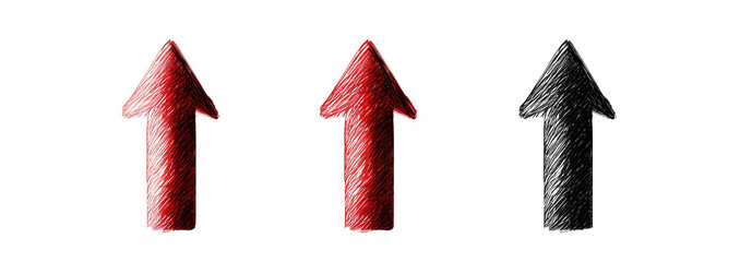 Arrow up line hand drawn isolated on transparent background