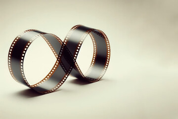 Film rolled up as an infinity sign. Space for text.