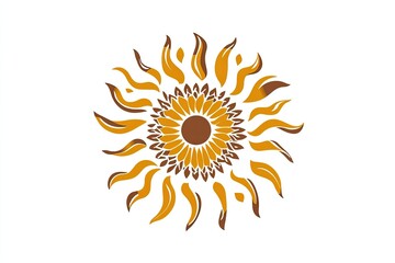 Fototapeta premium yellow and brown decorative pattern in the shape of sun