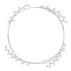 Leafy doodle frame design element