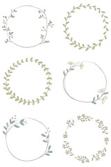 Leafy doodle sticker design element set