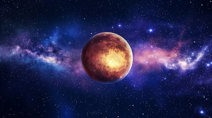 Obraz premium Cosmic Landscape with Glowing Planet..