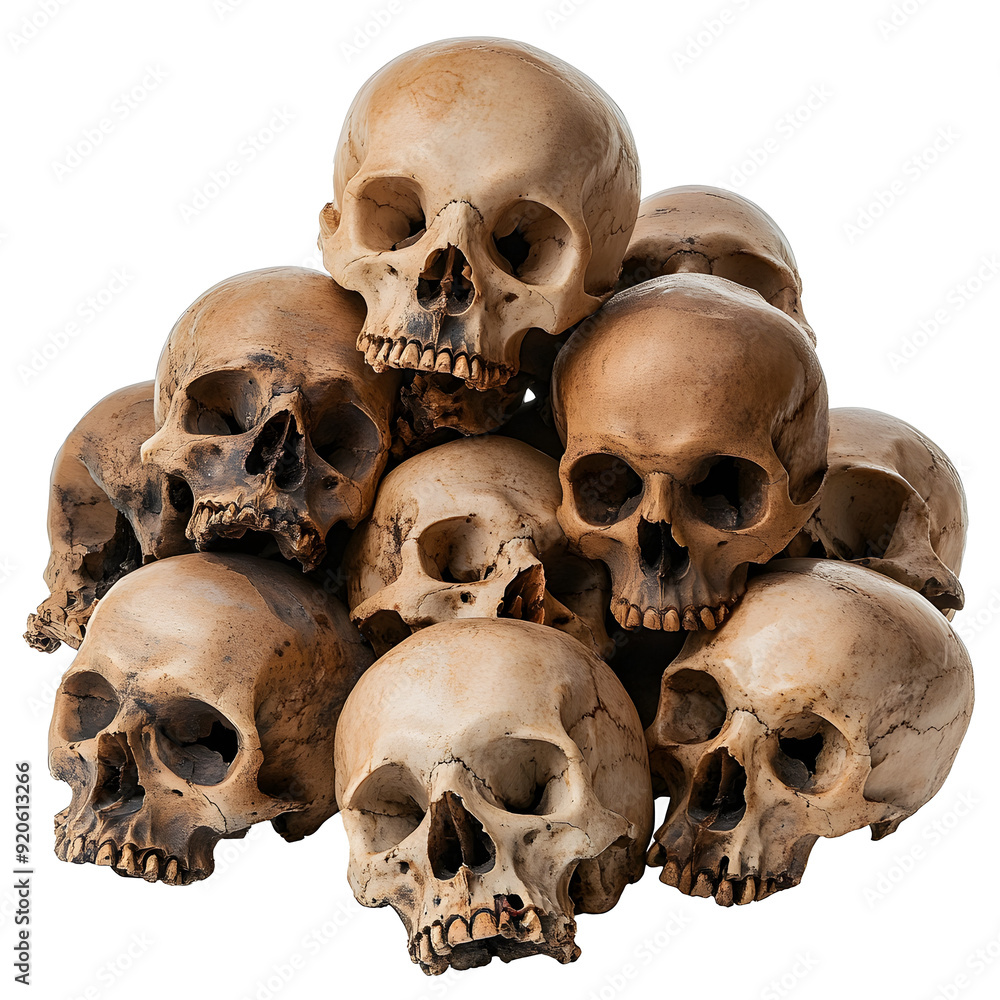 Canvas Prints pile of human skulls isolated on transparent background 