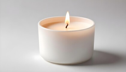 White scented candle with label or white space for your text advertising on a white background