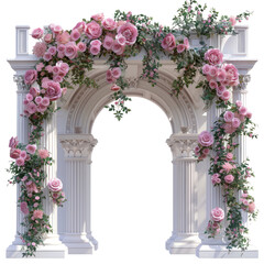 Wedding arch isolated white background, without shadow, single object, detailed, PNG dicut style